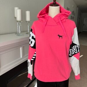 PINK Victoria's Secret Pink and Black Hoodie Sweater